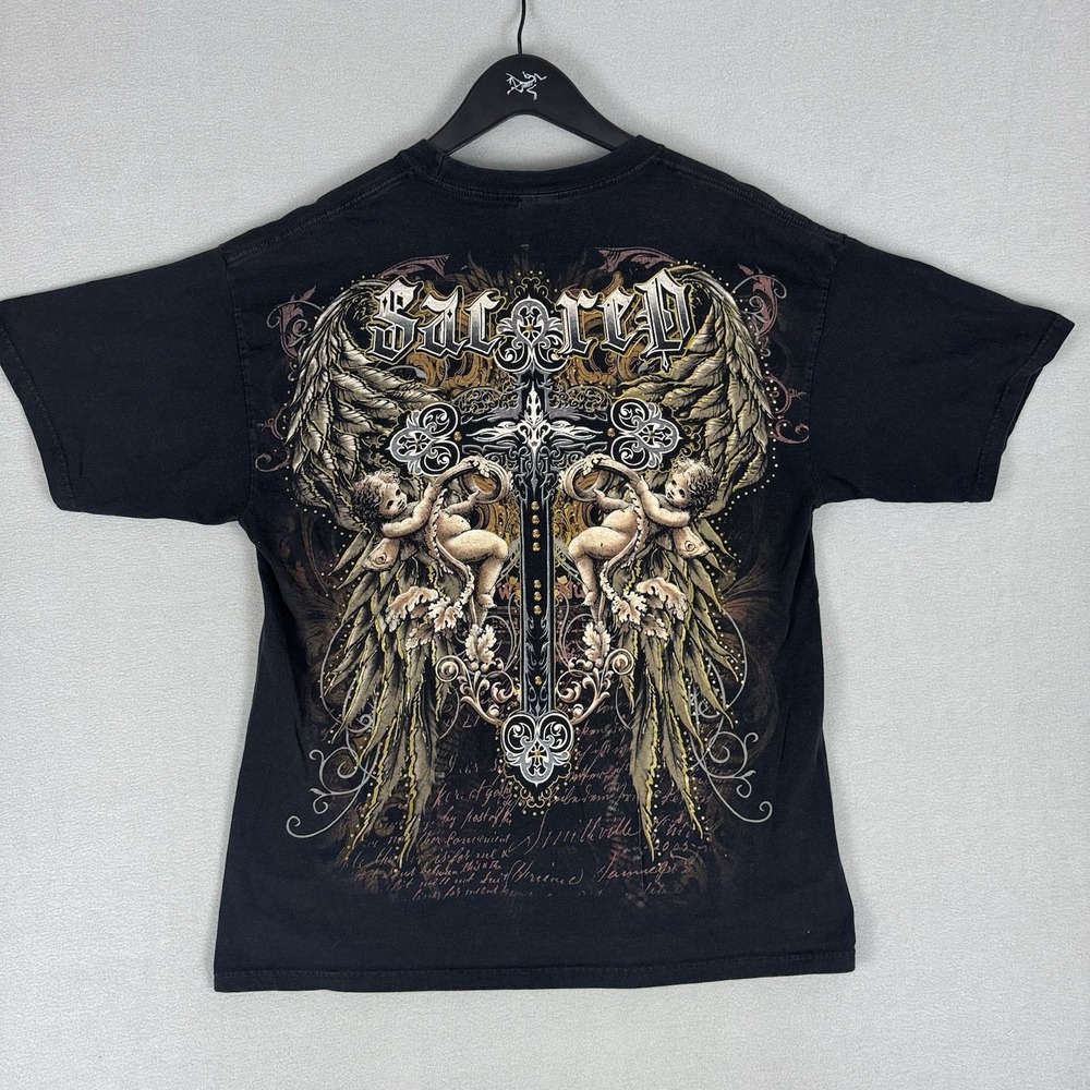 Y2K Grunge Cross Skills Angels Punk Graphic T-Shirt Mens Size XL MMA Affliction
